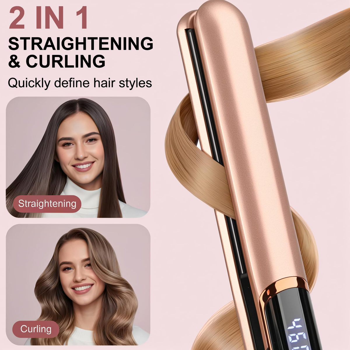JAETON flat iron tourmaline-ceramic coating reduces frizz and adds shine.