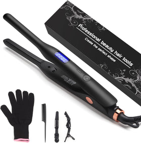 JAETON hair straightener pencil flat iron closeup showing the 9mm ceramic plate for precise styling.