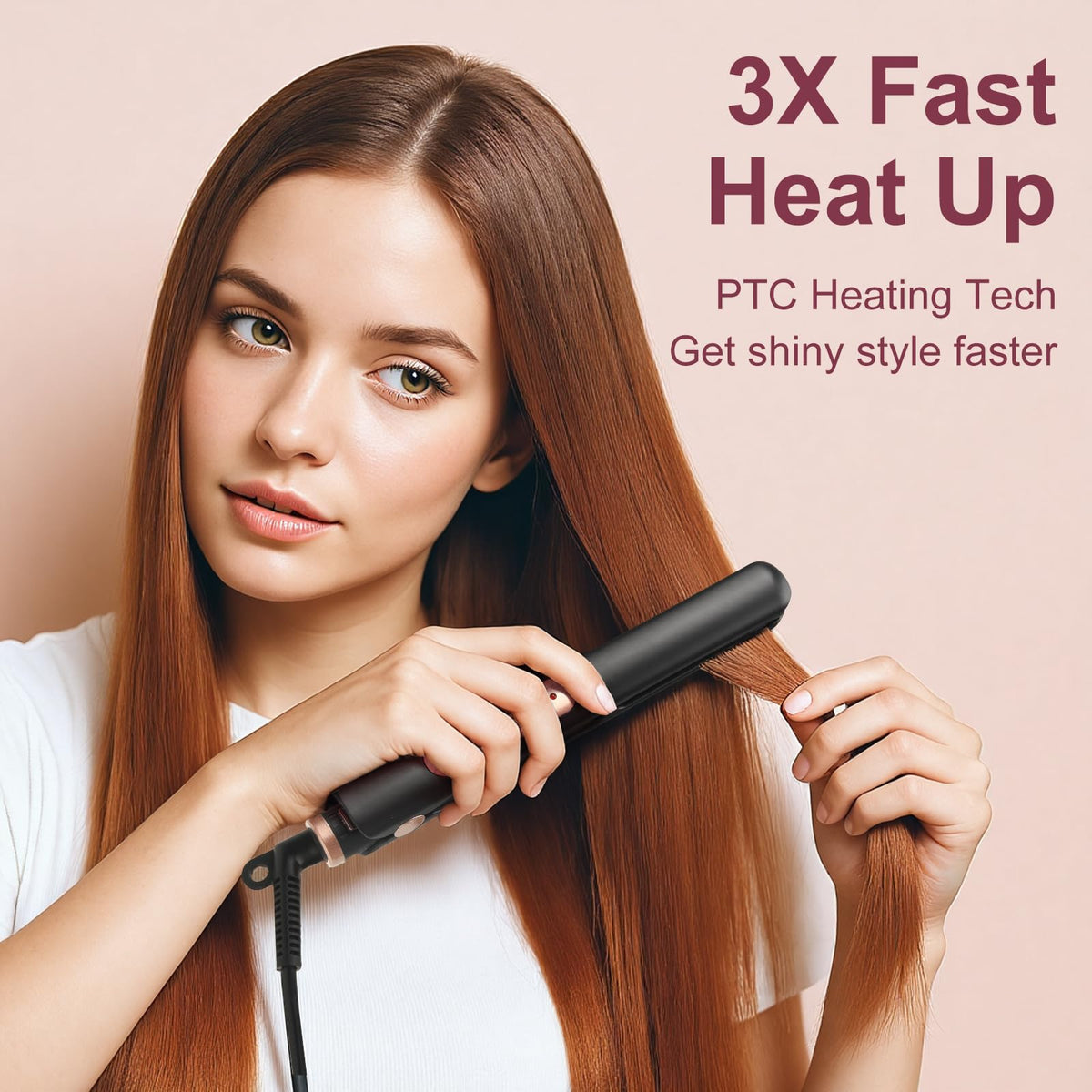JAETON mini flat iron heats to 410F in 30 seconds illustration