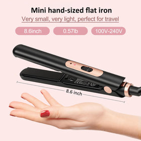 JAETON mini flat iron in hand showing compact grip for short styles