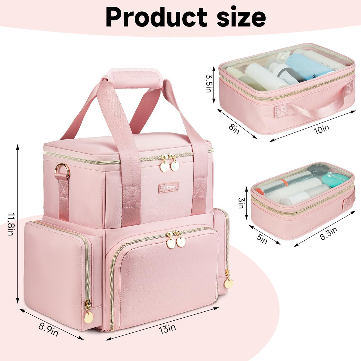 Luggage strap and handles on the bag for easy travel.