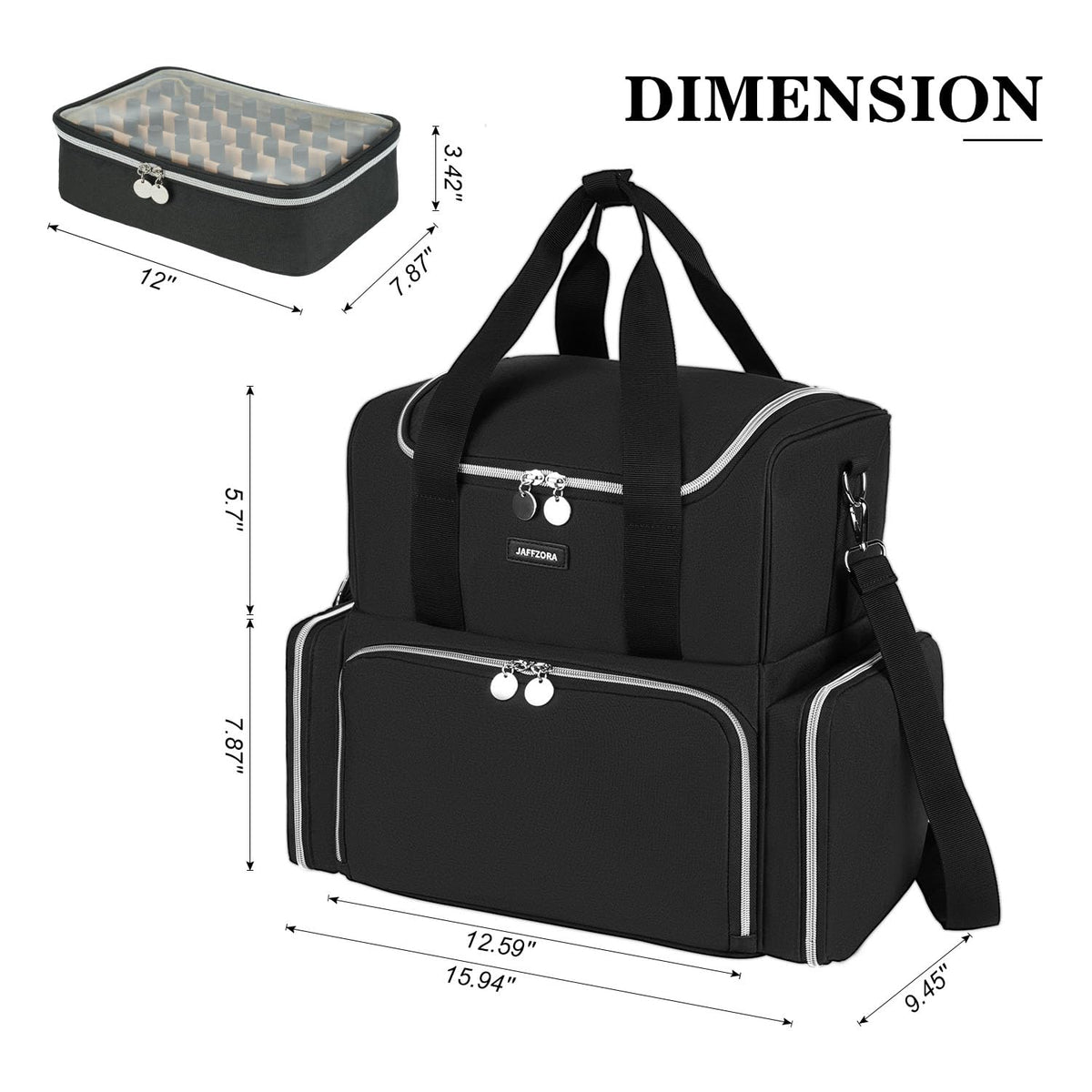 Jaffzora UV lamp-compatible case supports organized nail tech setup.