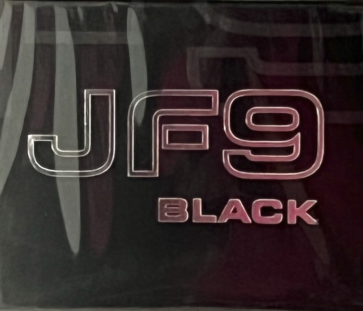 JF9 Black label detail emphasizing premium quality and precision