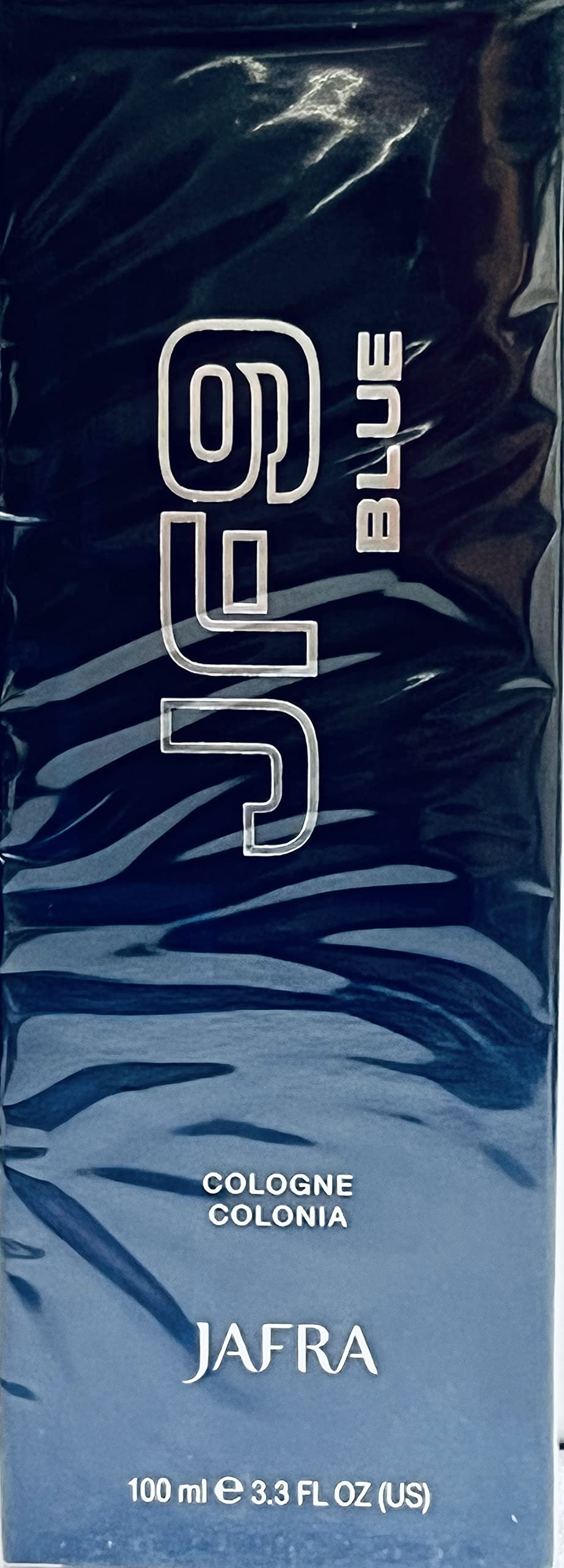 Jafra JF9 Blue Cologne cap closeup highlights premium packaging for gifting
