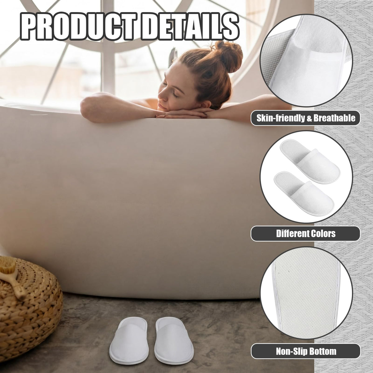 JaGely white indoor slippers perfect for travel and home use.
