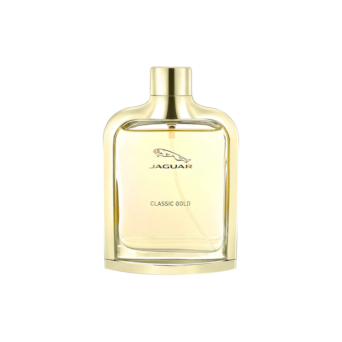 Jaguar Classic Gold bottle front view, everyday masculine fragrance ready to wear.
