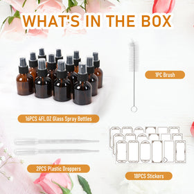 Jaisie.W 16-pack with stickers for easy personalization of oils, perfumes, and toners.