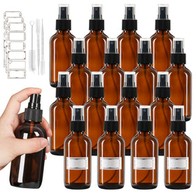 Jaisie.W 4oz amber glass spray bottle setup showing durable, leak-free storage for oils and fragrances.