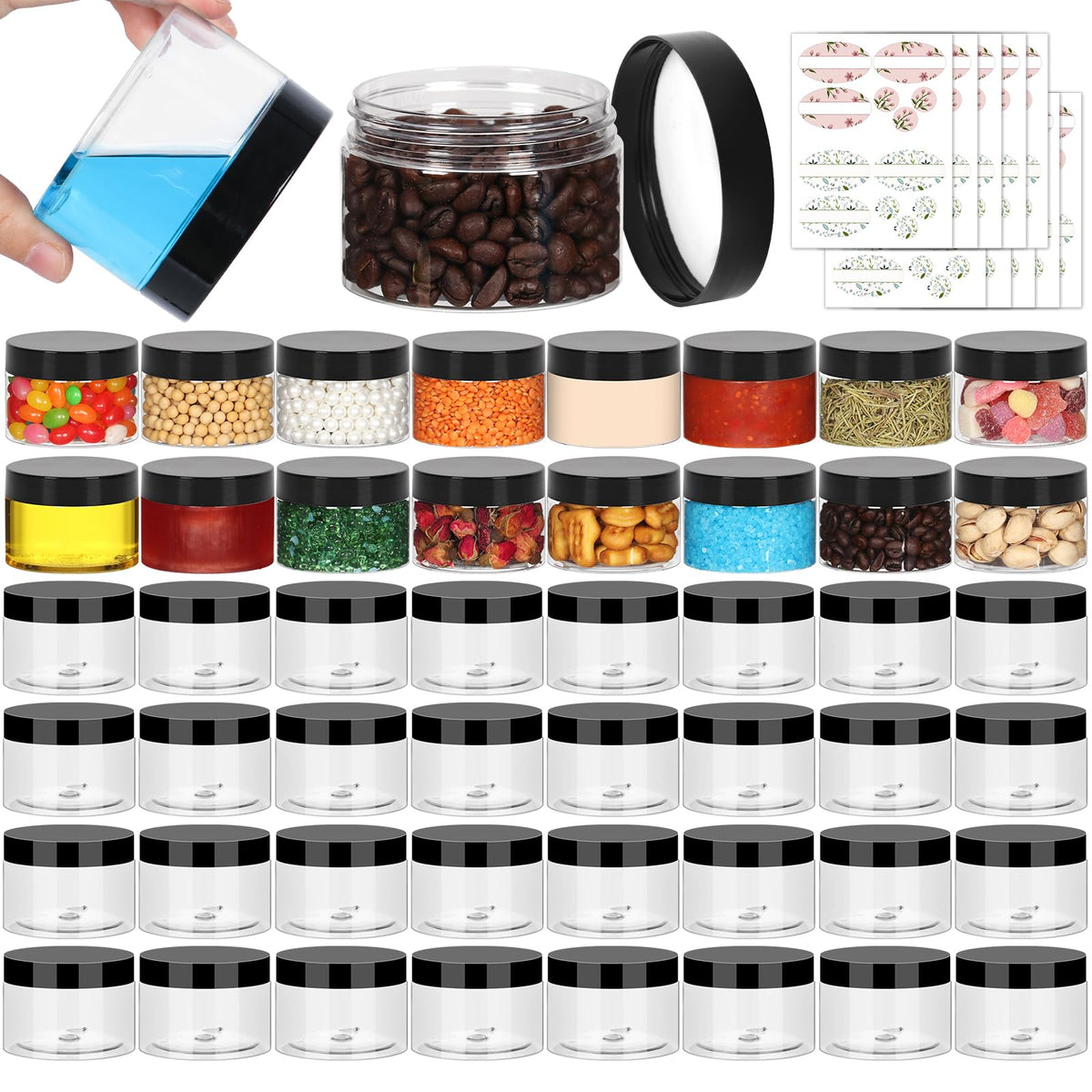 Jaisie.W 4oz travel jar with clear lid, ideal for on-the-go creams.