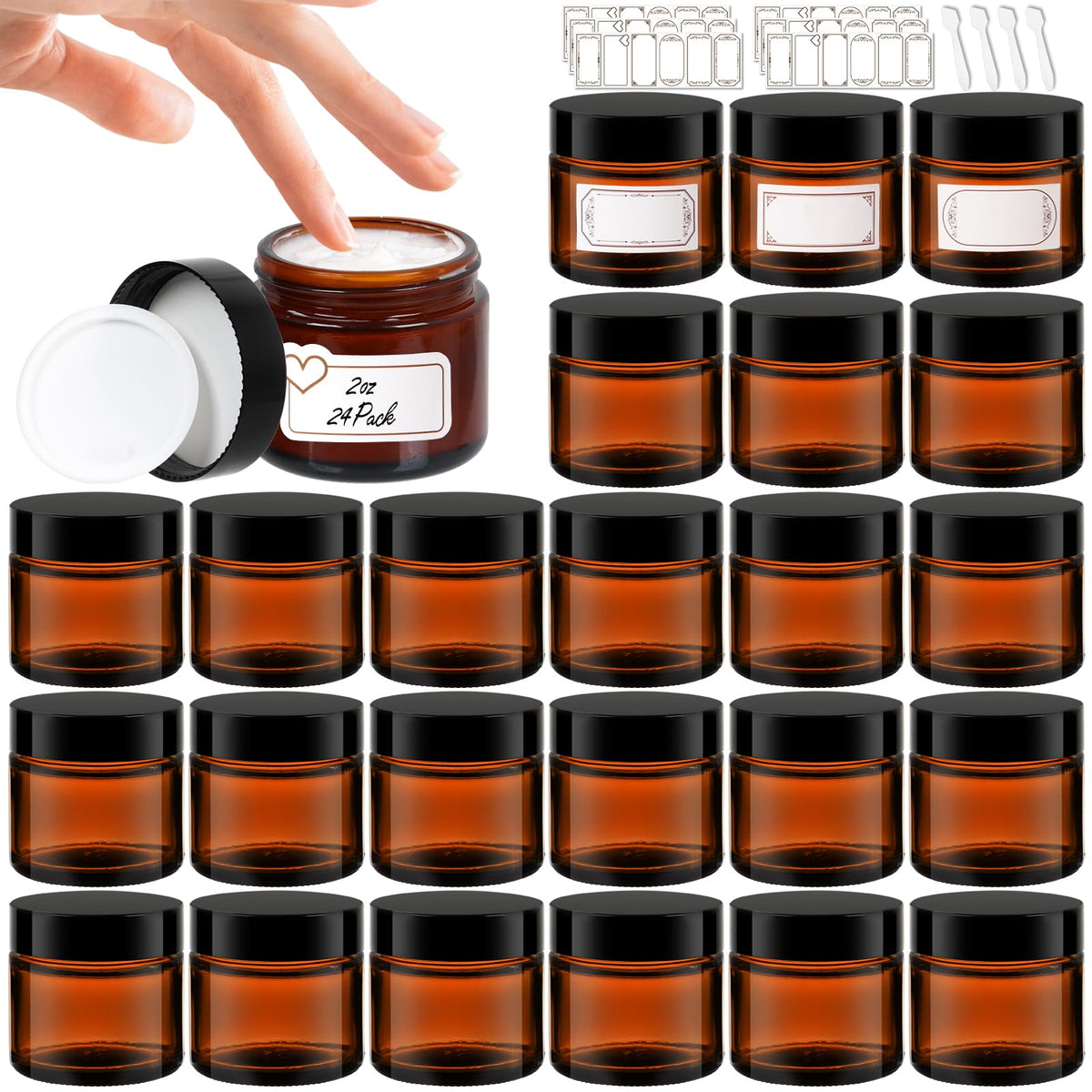 Jaisie.W 2 oz amber glass jar with lid preserves contents and visibility