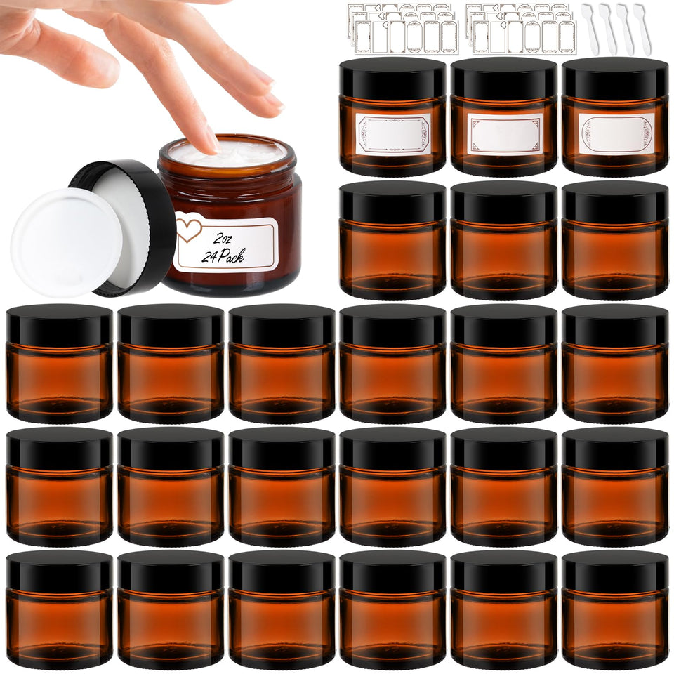 Jaisie.W 2 oz amber glass jar with lid preserves contents and visibility