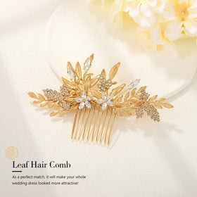 JAKAWIN Bridal hair piece rhinestone detail adds sparkling elegance to updos.
