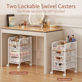 Jakyitvi rolling makeup cart side view slim four-tier profile