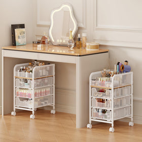 Jakyitvi rolling makeup cart top view with secure rail