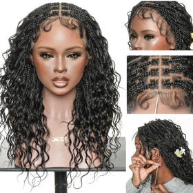 JALIZA 18-inch hand-tied full lace wig close-up, natural knotless braid texture for daily wear
