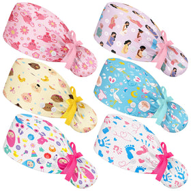 Jamntower labor delivery scrub cap with footprints in utero pattern for comfortable all-day use.