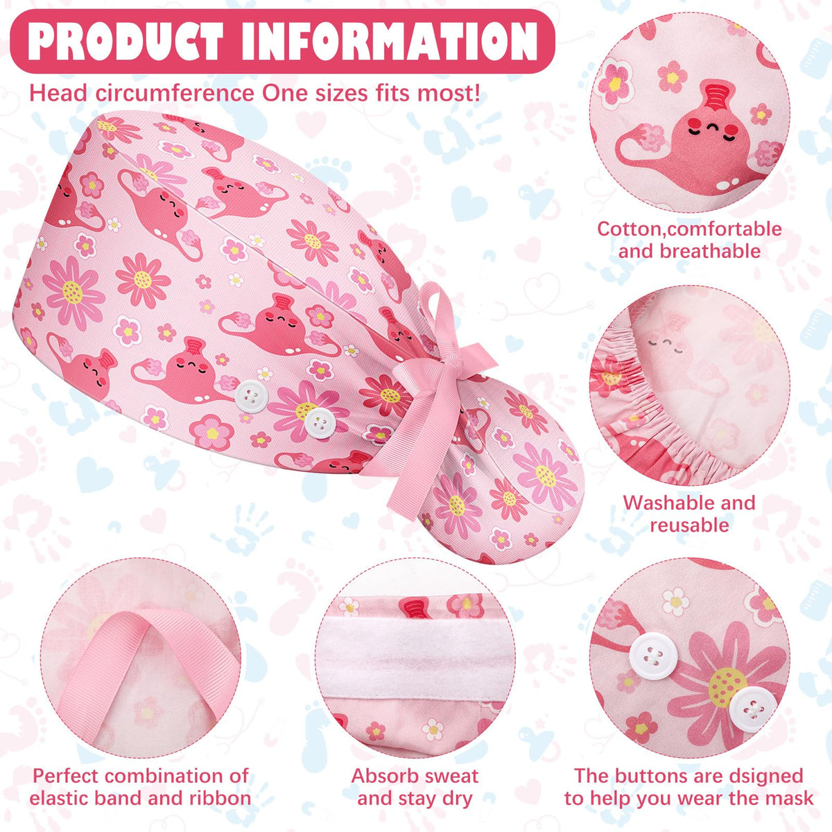 Jamntower ponytail surgical cap with adjustable fit supports long hair during busy shifts.