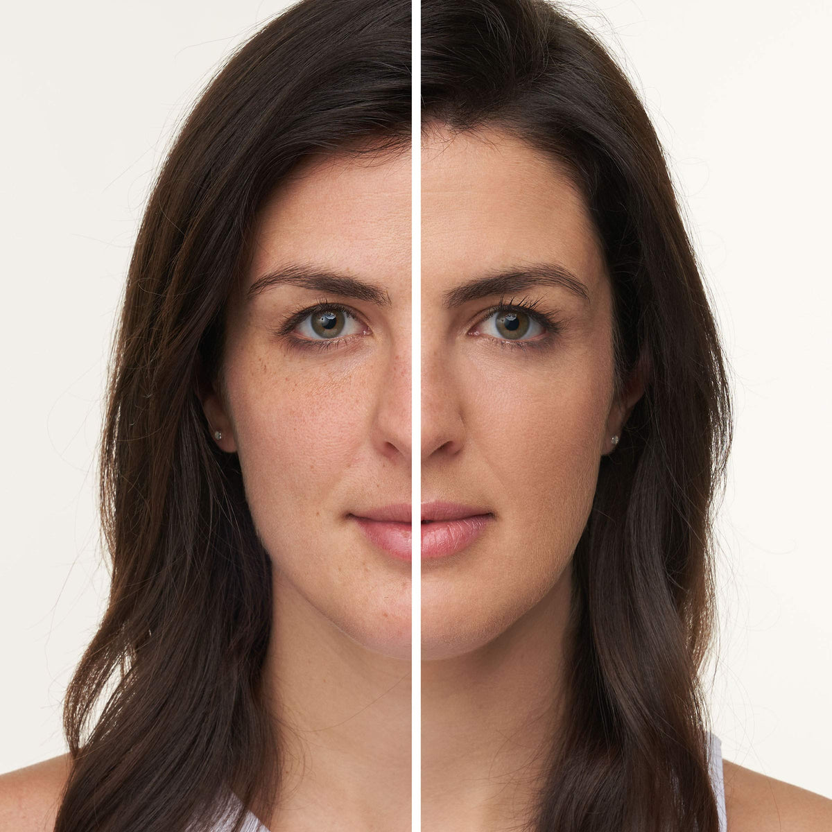 Jane Iredale Amazing Base powder on skin delivering sheer to medium coverage with a luminous glow.