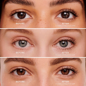 Jane Iredale Beyond Lash Mascara wand application demonstrates lengthening and separation on lashes.