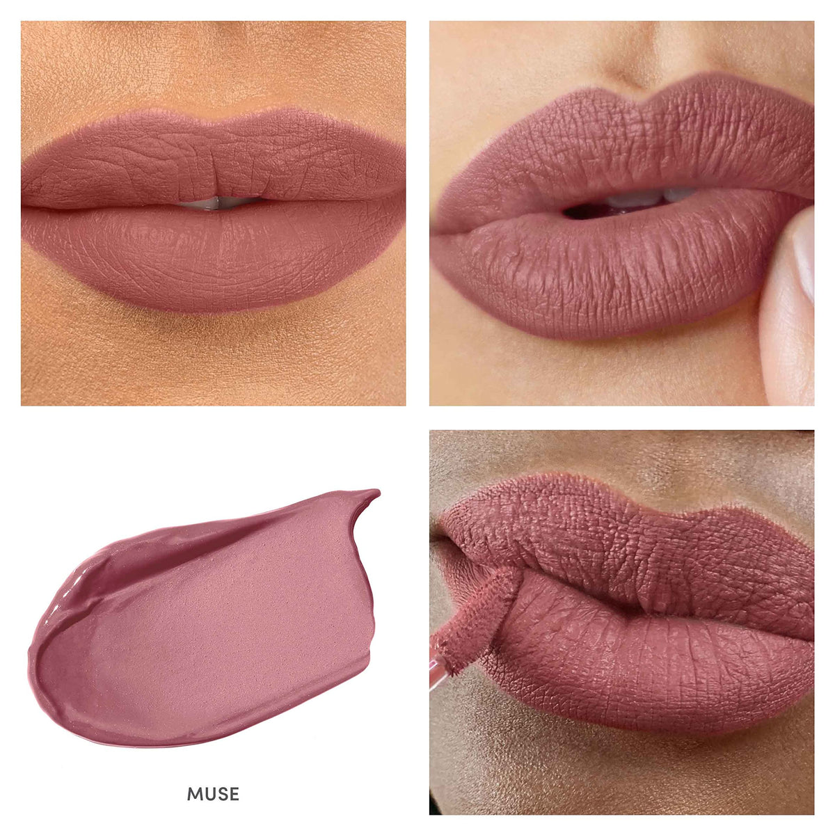 Jane Iredale Beyond Matte Lip Stain swatches displaying vibrant shade options.
