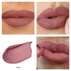 Jane Iredale Beyond Matte Lip Stain swatches displaying vibrant shade options.