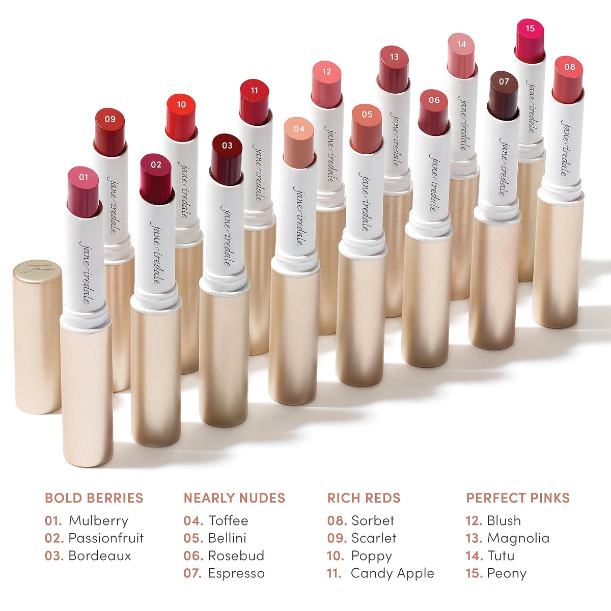 jane iredale ColorLuxe Lipstick offers bold pigmentation for vivid payoff.