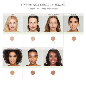 Jane Iredale Dream Tint brush-application demonstrating sheer to medium coverage.