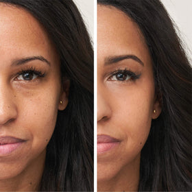 Swatch of Jane Iredale Enlighten Concealer showing coverage for dark circles.