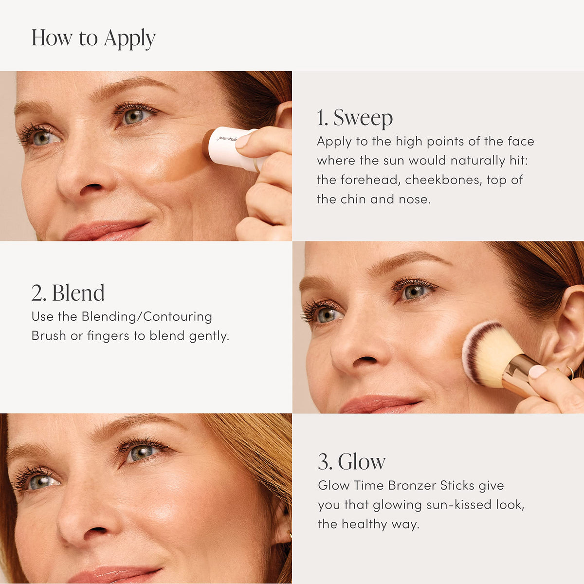 jane iredale Glow Time Bronzer Stick along jawline for definition