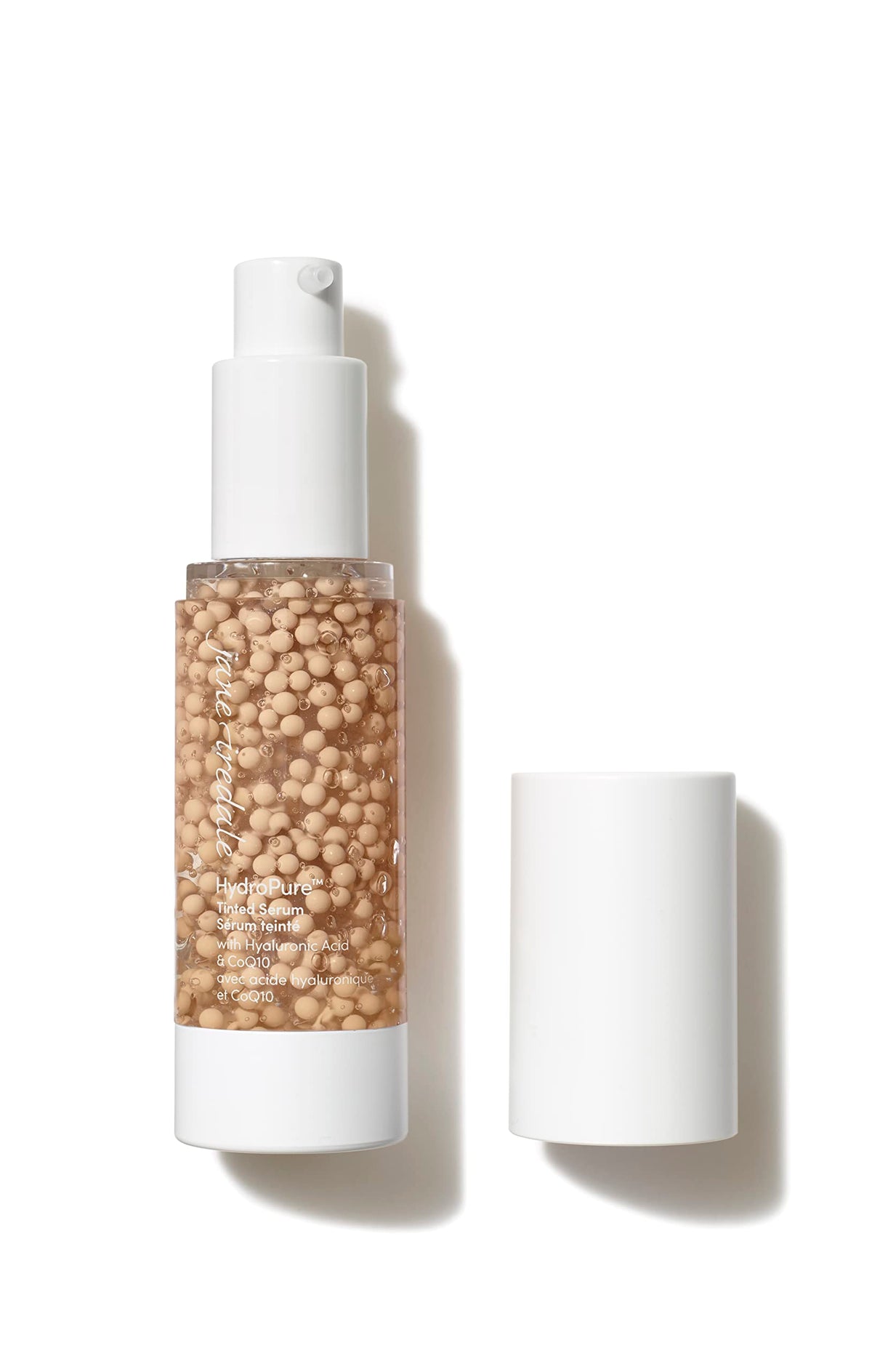 Jane Iredale HydroPure Tinted Serum bottle close-up showing hydration