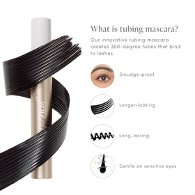 Jane Iredale Lash Fixation demonstrates smudge-proof wear on busy days.