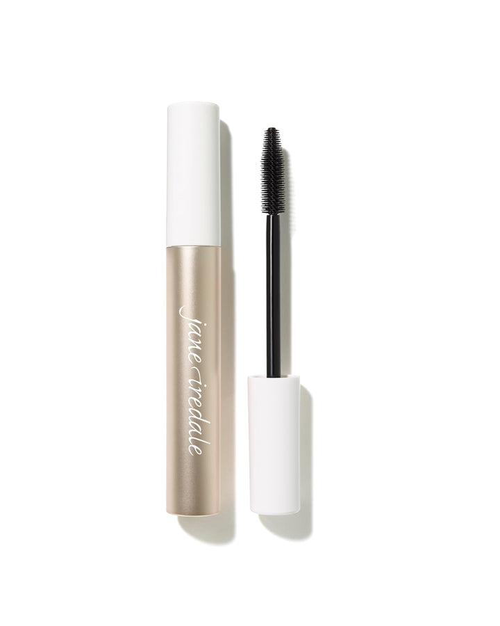 Jane Iredale Lash Fixation wand application showing lifted, defined lashes.