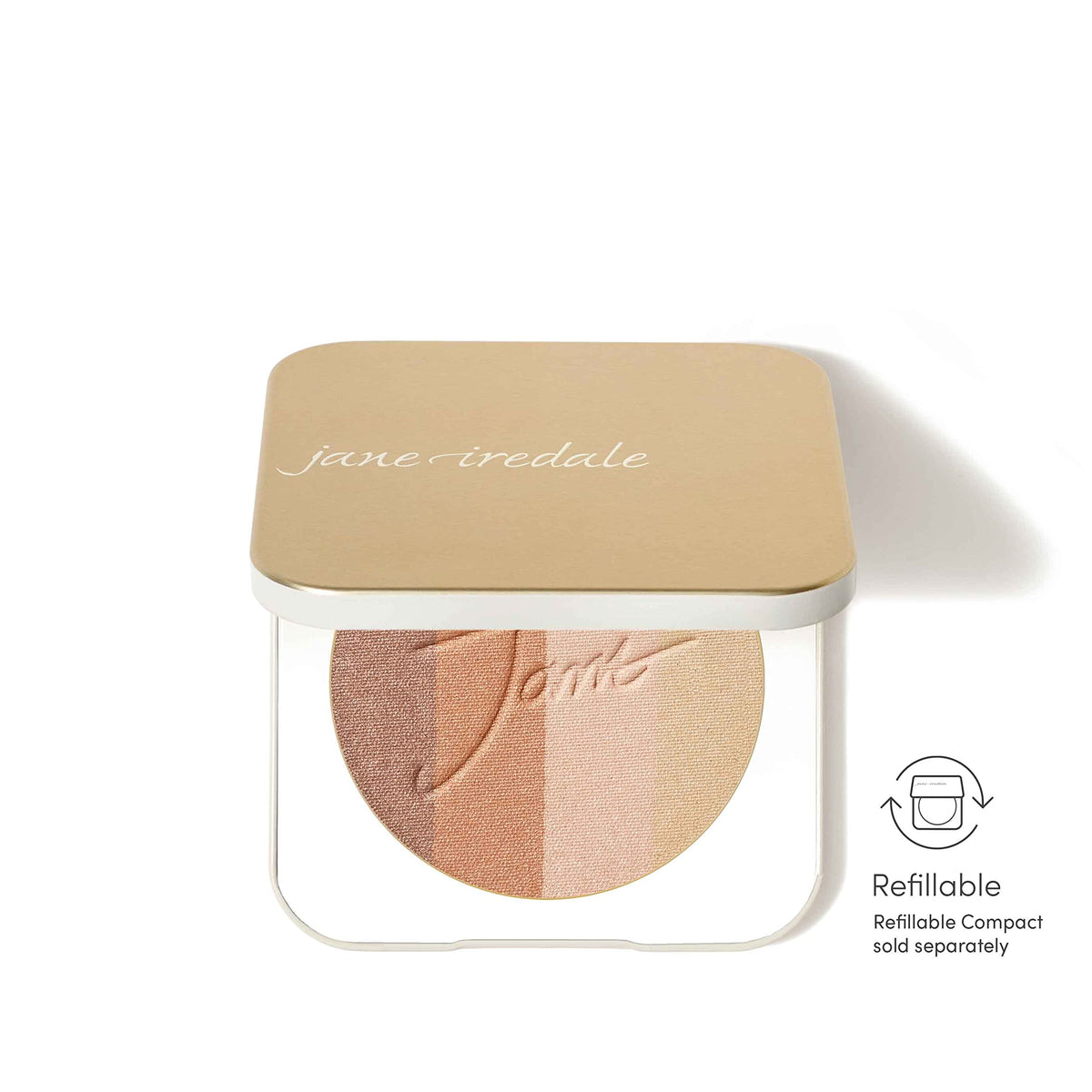 Jane Iredale PureBronze shimmer bronzer refill application demonstrates easy, seamless contour.
