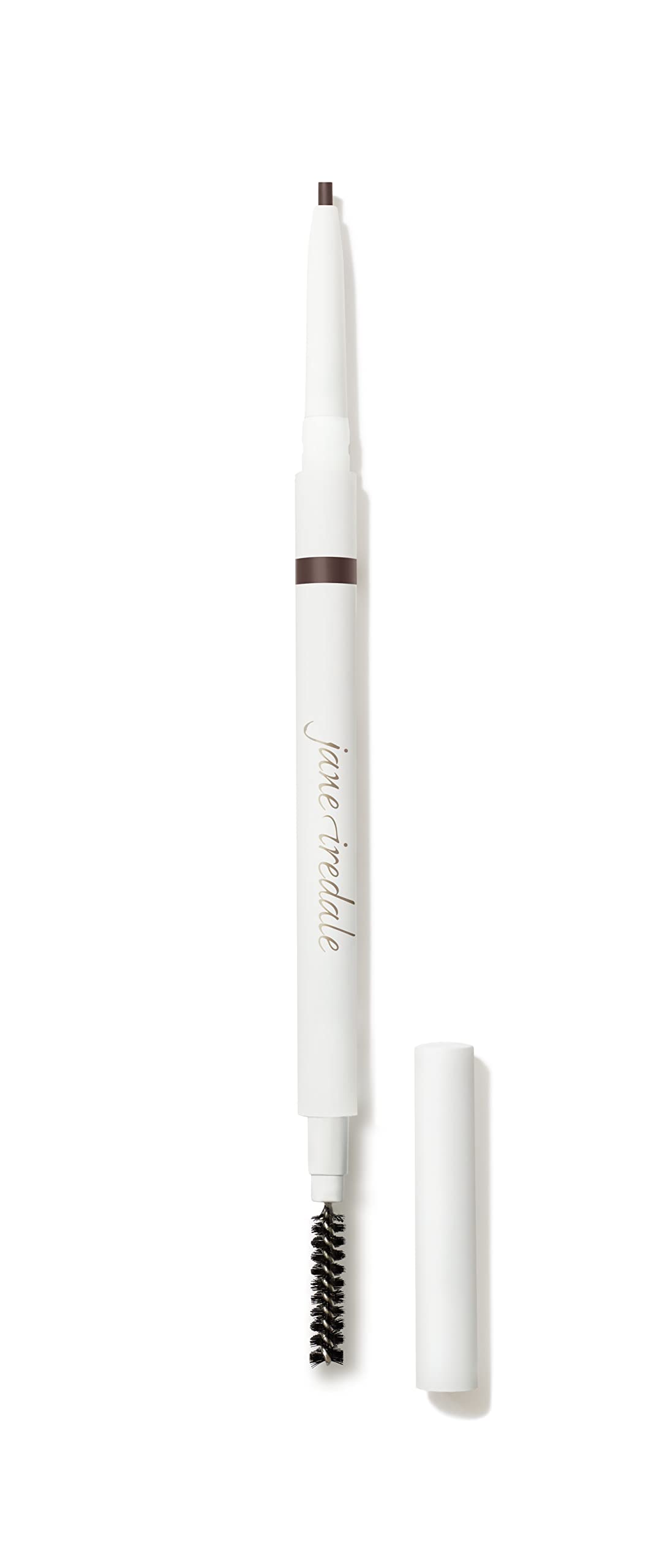 Jane Iredale PureBrow Precision Pencil Dark Brown close-up shows ultra-fine tip for precise brow definition.