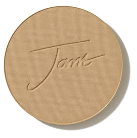 Jane Iredale PurePressed Base Refill compact top view with a smooth matte finish for everyday touch-ups.