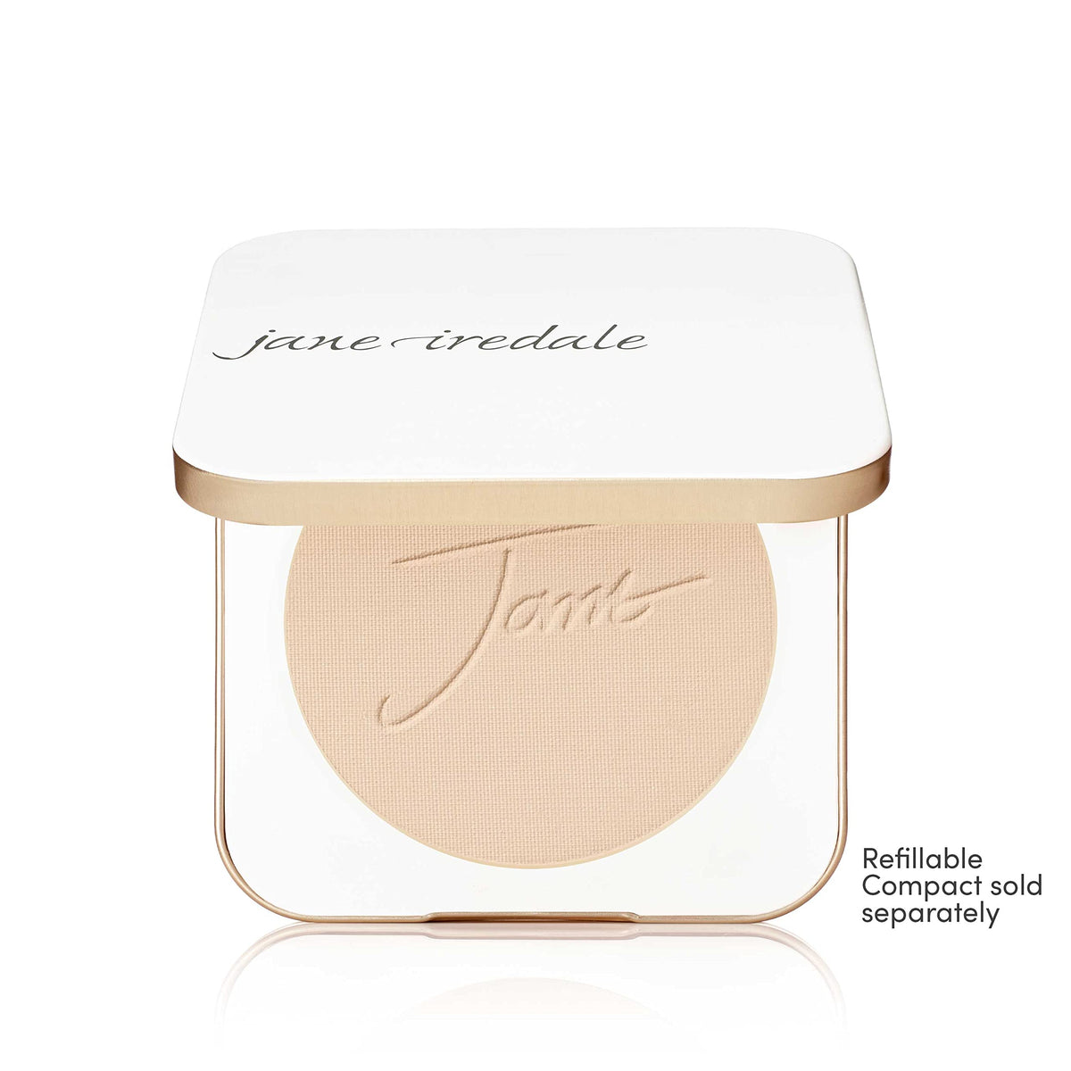 Jane Iredale PurePressed Base SPF coverage close-up emphasizing broad spectrum protection.