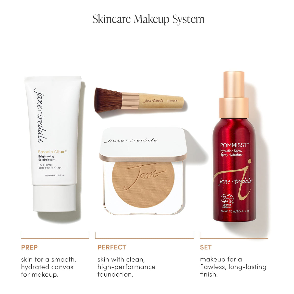 Vegan, cruelty-free badge for Jane Iredale PurePressed Base.