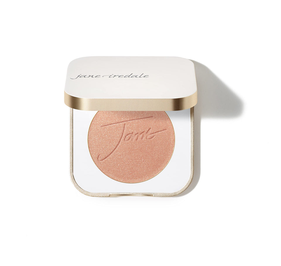 Jane Iredale PurePressed Blush packaging shown, ideal for quick on-the-go color touch-ups.