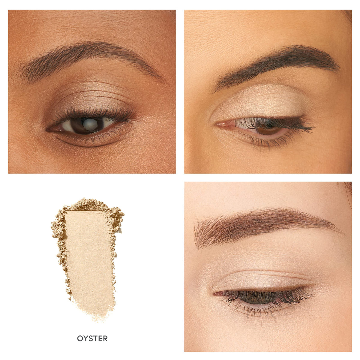 Oyster compact open to reveal rich color payoff and easy-access shadows
