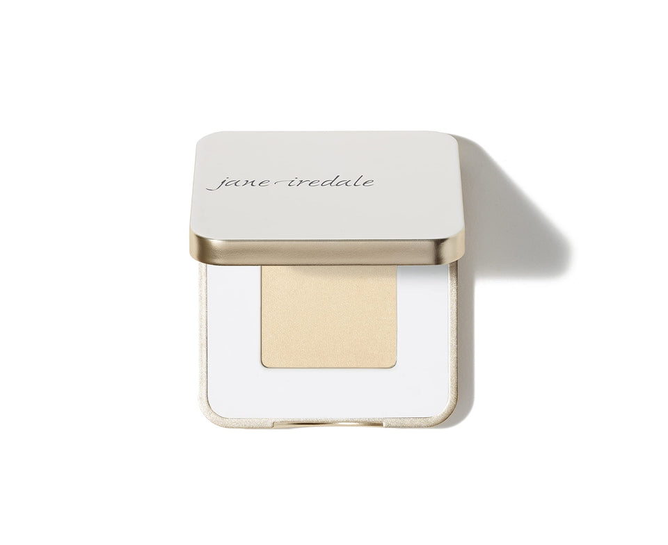 Jane Iredale PurePressed Eye Shadow Oyster pan shows neutral matte and shimmer tones for versatility