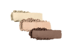 Jane Iredale swatch left shows warm neutral tones for everyday looks.