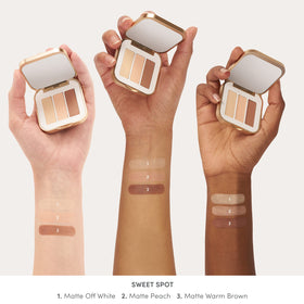Jane Iredale swatch right reveals light shimmer for inner-corner brightness.