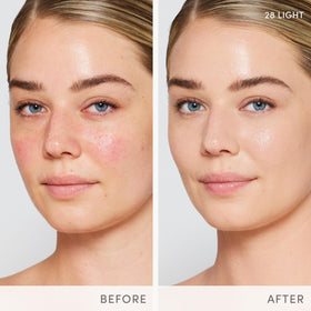 Radiant finish application on skin showing a healthy glow without heaviness.