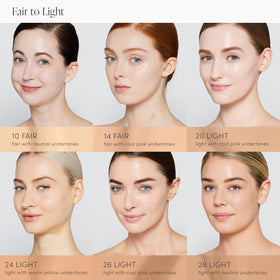 Shade-matching swatches illustrate realistic tones across undertones.
