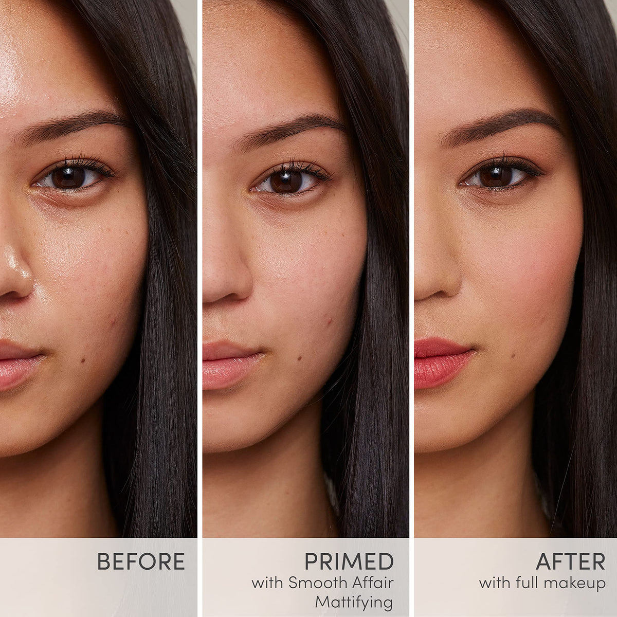 Jane Iredale Smooth Affair Mattifying Primer under foundation for long-lasting, balanced shine.