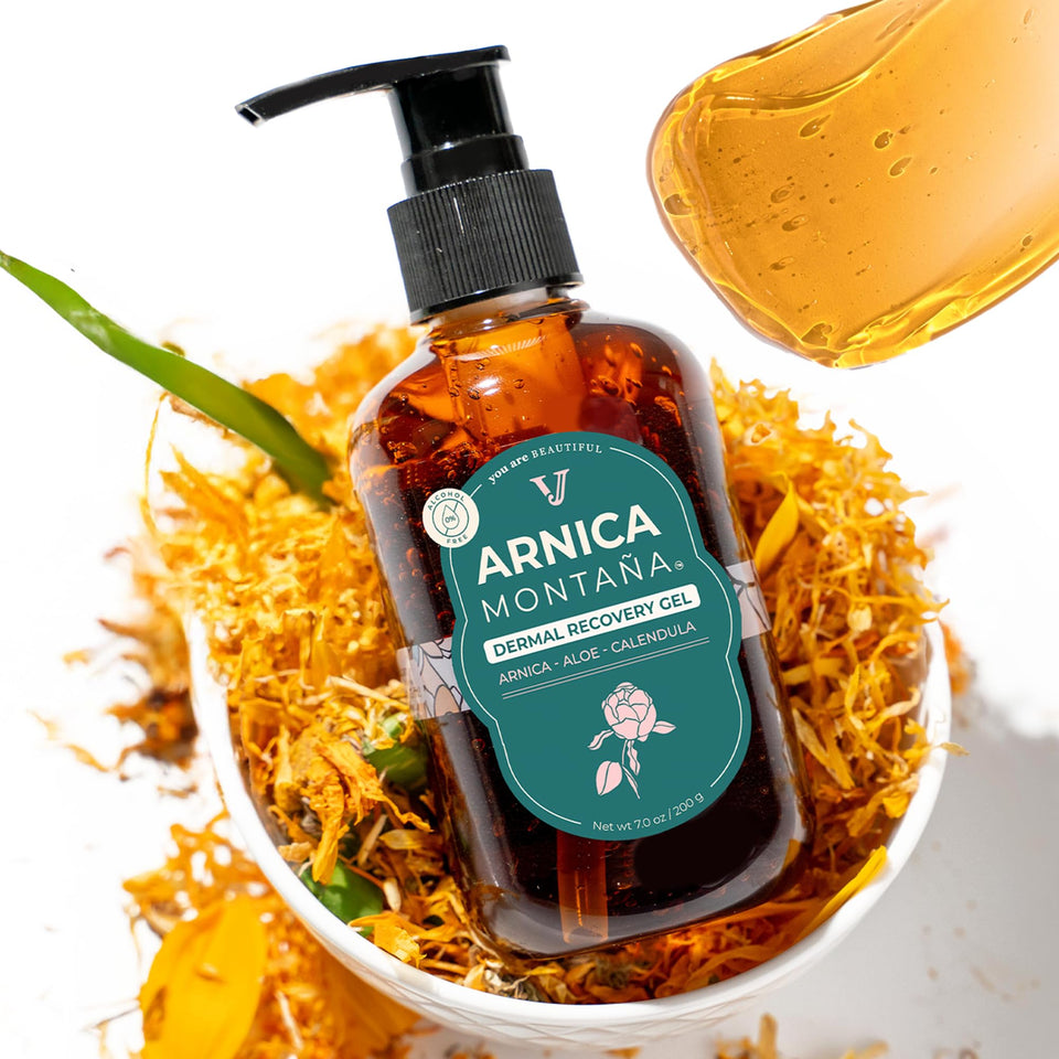 Jane Vine Arnica Gel for face close-up, gentle, fast-absorbing for delicate skin.