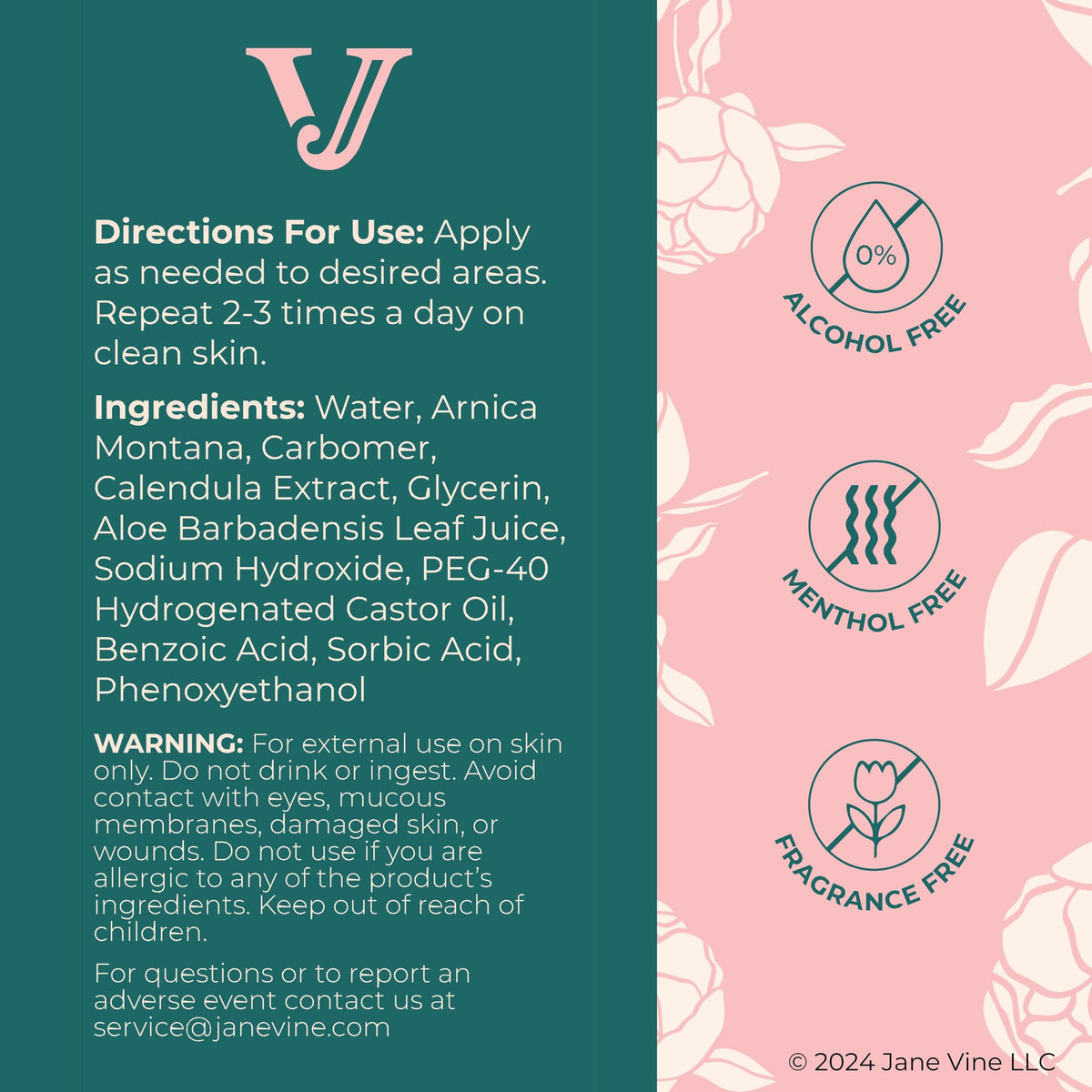 Jane Vine 7oz pump bottle, convenient daily use.