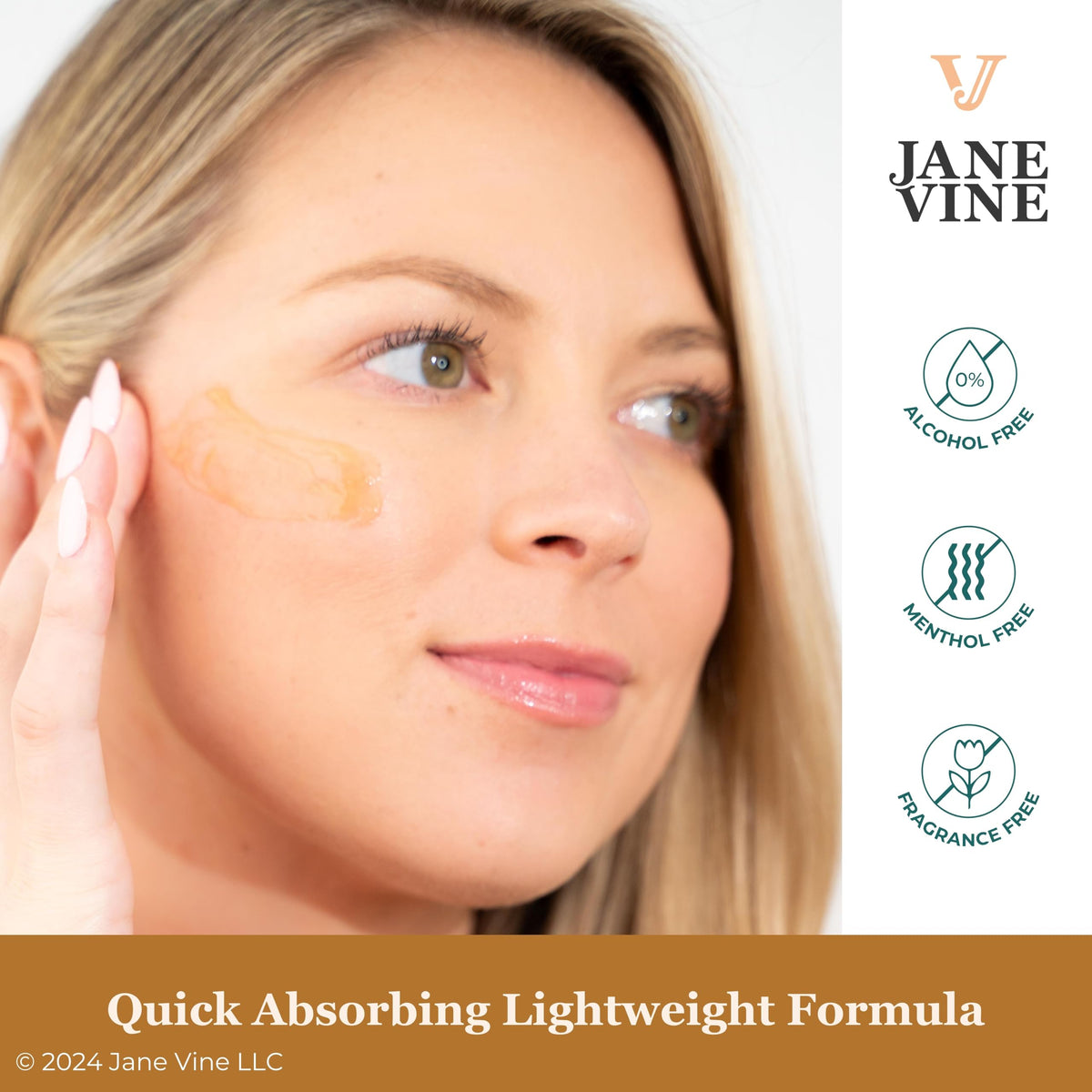 Jane Vine Arnica Gel under-eye use, gentle care for delicate area.