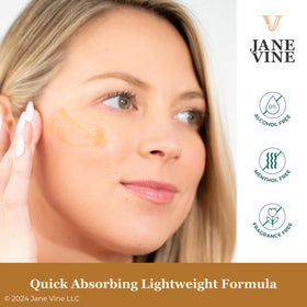 Jane Vine Arnica Gel under-eye use, gentle care for delicate area.