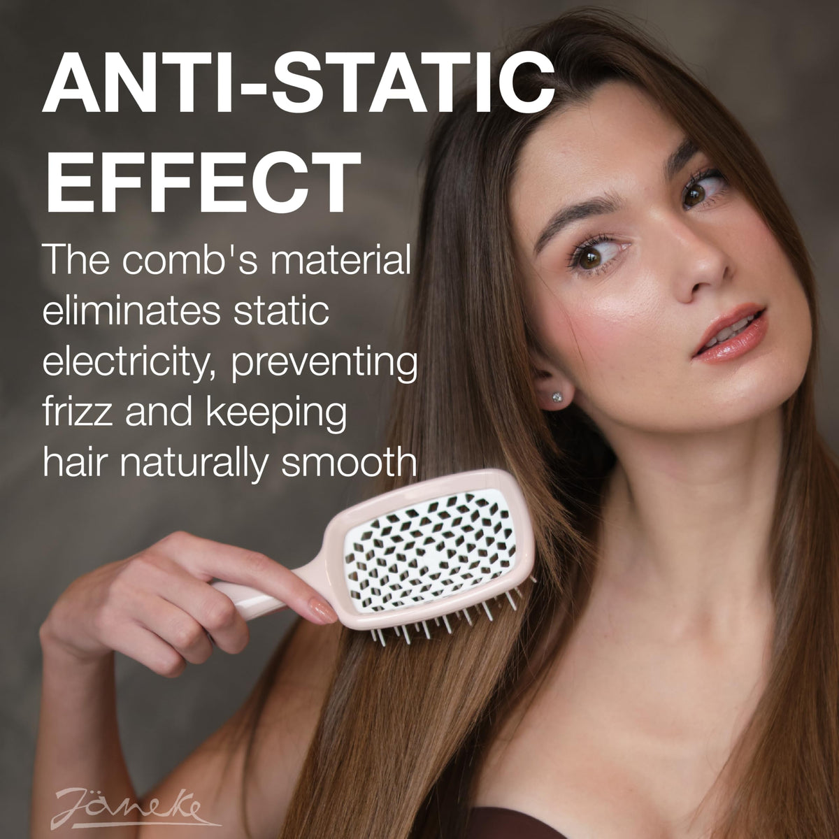 Janeke Superbrush versatile for curly, thick, wavy, straight, and fine hair.